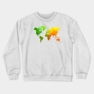 world map green yellow #map #worldmap Crewneck Sweatshirt